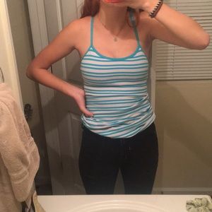 blue and white lulu lemon tank
